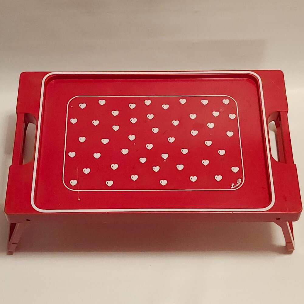 Vintage Bed Tray 1970s Hearts Made in Italy by Lavatelli Turin Red White Romance